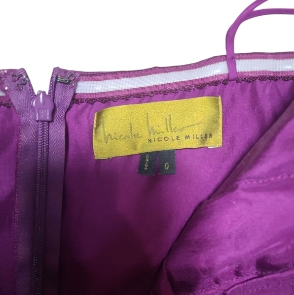 Nicole Miller Diossa Luna Strapless Mini Dress Magenta Purple Size 0 - Picture 6 of 14